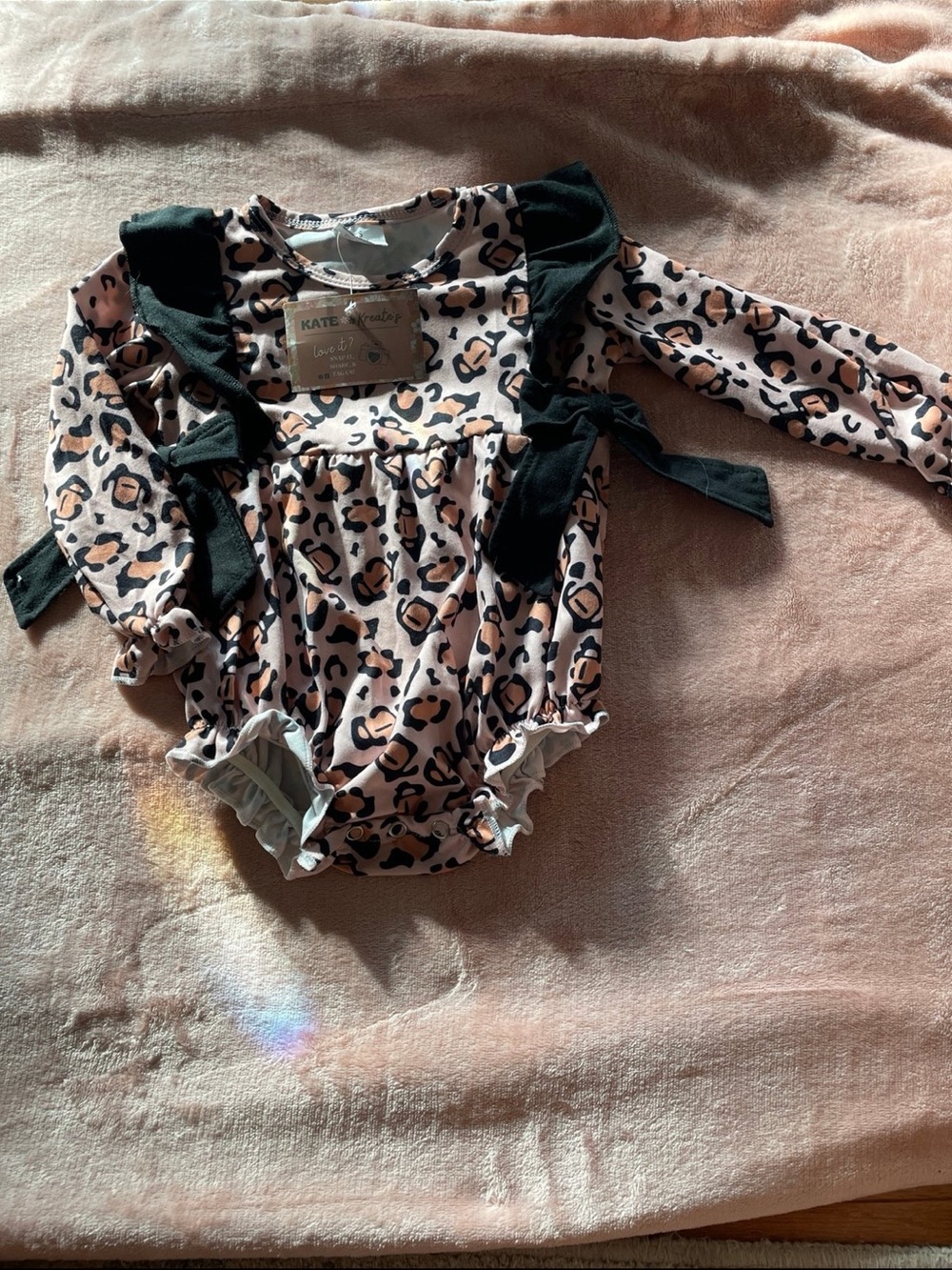 kate quinn Pink Leopard Print Ruffle Baby Romper
